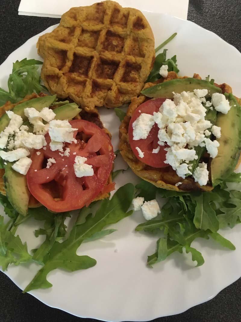 Édesburgonya gofri kecskesajttal-Bozó Andi